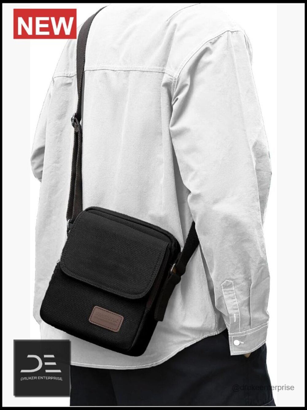 Canvas Messenger Crossbody Bag for Men with Multiple Pockets